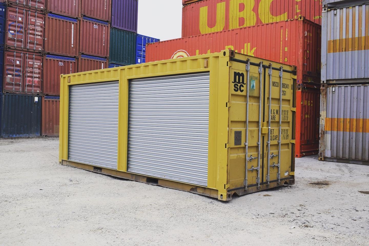 Yellow 20ft Used Container – Dual Side Roll-Up Doors - Image 6